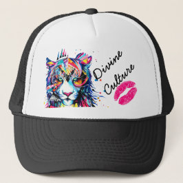 Divine Culture Neon Big Cat Graphic Snapback Hat Truckerkappe