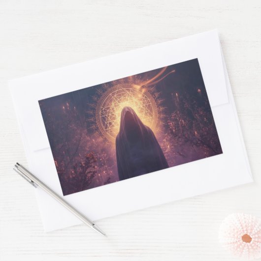 Divine Darkness – The Sacred Halloween Presence Rechteckiger Aufkleber (Umschlag)