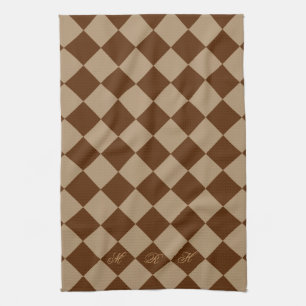 Divine Diamond Patterns_Chocolate Mocha_monogram Handtuch