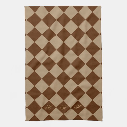 Divine Diamond Patterns_Chocolate Mocha_monogram Handtuch (Vertikal)