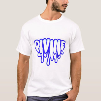 DIVINE Drip Graffiti-Textart – Neonblaue Streetwea T-Shirt