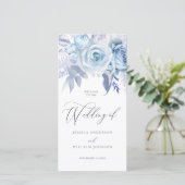 Divine Dusty Blue Floral Wedding Program (Stehend Vorderseite)