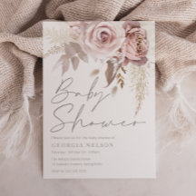 Divine Dusty Rose Blush Floral Baby Shower