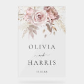Divine Dusty Rose & Blush Floral Wedding Acrylschild (Vorderseite)