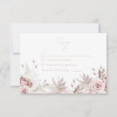Divine Dusty Rose & Blush Floral Wedding RSVP Karte (Vorderseite)