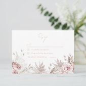 Divine Dusty Rose & Blush Floral Wedding RSVP Karte (Stehend Vorderseite)