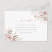 Divine Dusty Rose Blush & Ivory Wedding Details Begleitkarte (Vorderseite)