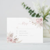 Divine Dusty Rose Blush & Ivory Wedding RSVP Karte (Stehend Vorderseite)