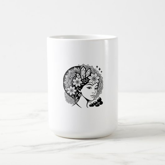 Divine Feminine Mandala Kunst, Dichtung und Musik Kaffeetasse (Mittel)