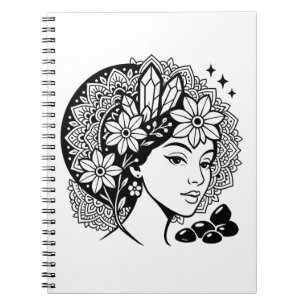 Divine Feminine Mandala Kunst, Dichtung und Musik Notizblock