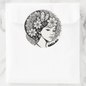 Divine Feminine Mandala Kunst, Dichtung und Musik Runder Aufkleber (Tasche)