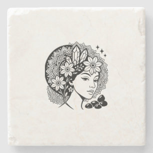 Divine Feminine Mandala Kunst, Dichtung und Musik Steinuntersetzer