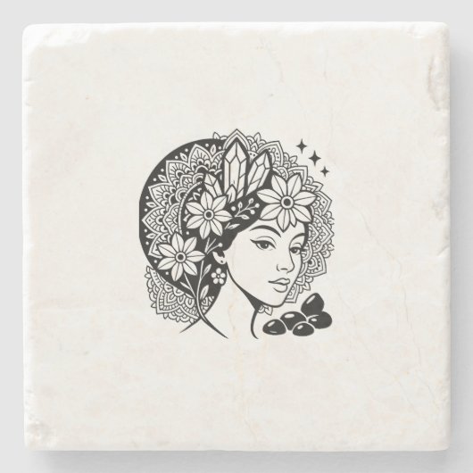 Divine Feminine Mandala Kunst, Dichtung und Musik Steinuntersetzer (Vorderseite)