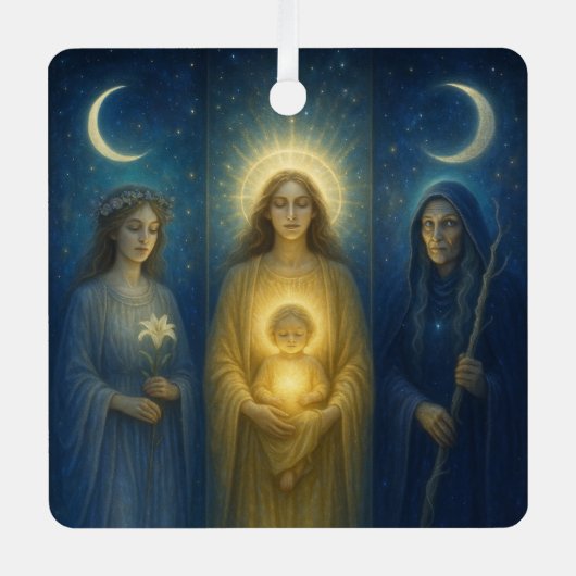 Divine Feminine Triptych Ornament Aus Metall (Vorderseite)