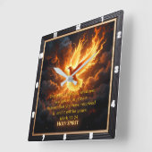 Divine Flame Holy Spirit Dove Mark 11:24 Verse Quadratische Wanduhr (Winkel)