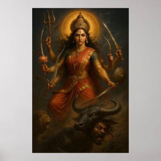 Divine Goddess Durga | Kosmischer Krieger des Lich Poster (Vorne)