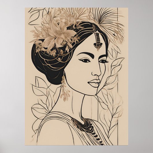 Divine Goddess Line Art Poster (Vorne)