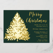 Divine Gold Foil Tree Weihnachten Party Pine Green Folieneinladung (Vorderseite)
