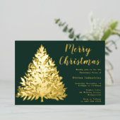 Divine Gold Foil Tree Weihnachten Party Pine Green Folieneinladung (Stehend vorne)