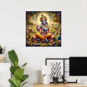 Divine Golden Flute Krishna Art Poster (Heimbüro)