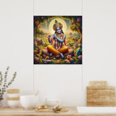 Divine Golden Flute Krishna Art Poster (Küche)