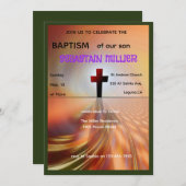 Divine Horizon Abstract Cross Baptism Invite Einladung (Vorne/Hinten)