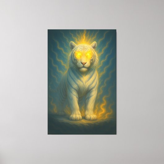 Divine Light-Eyed White Tiger | ManJiangHong Fine Leinwanddruck (Vorderseite)