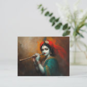 Divine Lord Krishna Baroque Antique Style Postkarte (Stehend Vorderseite)