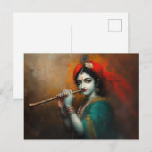 Divine Lord Krishna Baroque Antique Style Postkarte (Vorne/Hinten)