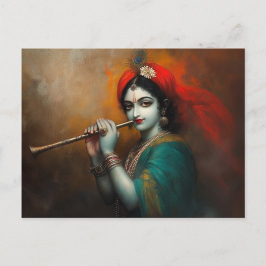 Divine Lord Krishna Baroque Antique Style Postkarte (Vorderseite)