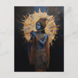 Divine Lord Krishna spielt Flute Art Nouveau Postkarte