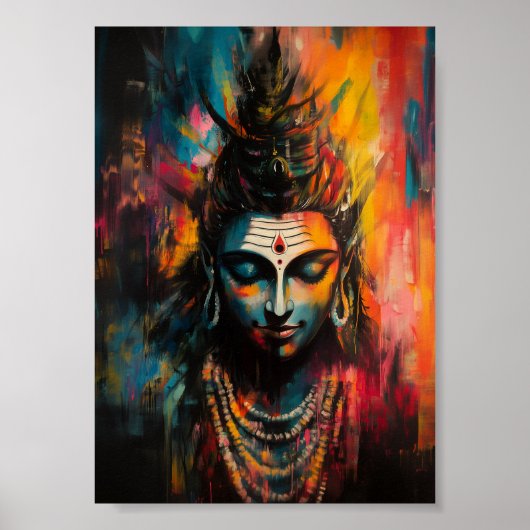 Divine Lord Shiva Abstrakt Rainbow Color Splash Poster (Vorne)