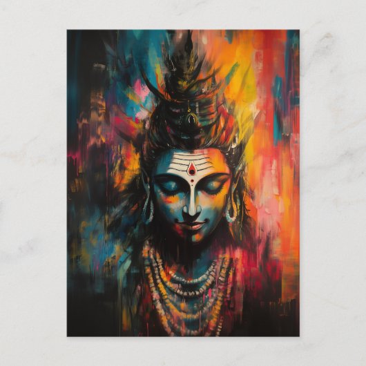 Divine Lord Shiva Abstrakt Rainbow Color Splash Postkarte (Vorderseite)