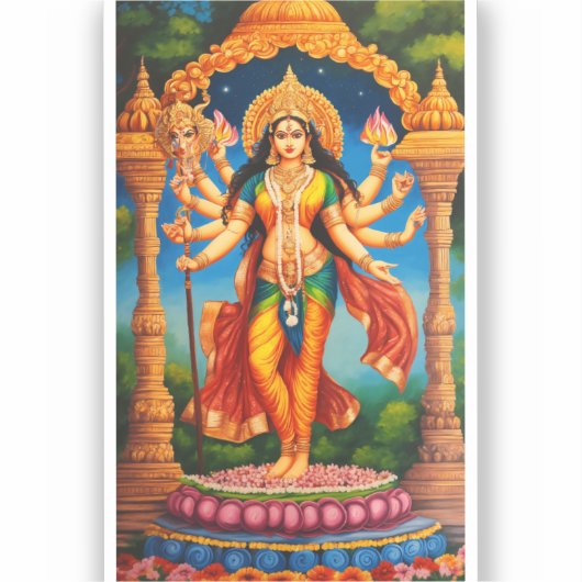Divine Maa Durga Mandap: HandGezeichnet Meisterwer Aufkleber (Vorderseite)