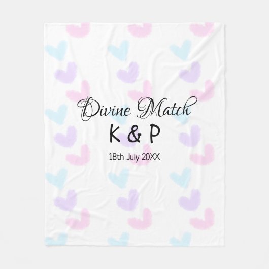Divine match add pair name Letter heart Fleecedecke (Vorderseite)