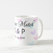 Divine match add pair name Letter heart Kaffeetasse (VorderseiteRechts)