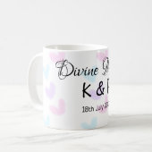Divine match add pair name Letter heart Kaffeetasse (Vorderseite Links)