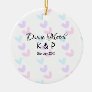 Divine match add pair name Letter heart Keramik Ornament