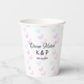 Divine match add pair name Letter heart Pappbecher (Rückseite)