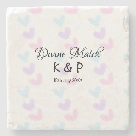 Divine match add pair name Letter heart Steinuntersetzer (Vorderseite)