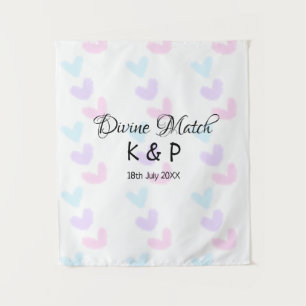 Divine match add pair name Letter heart Wandteppich