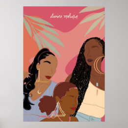 Divine Melanin Hand Gezeichnet Schwarze Frauen Ill Poster