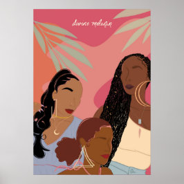Divine Melanin Hand Gezeichnet Schwarze Frauen Ill Poster