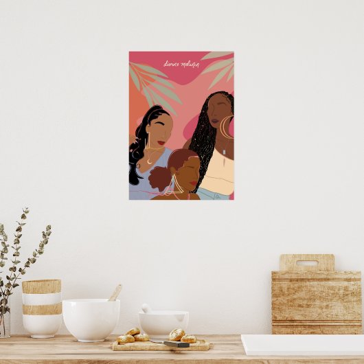 Divine Melanin Hand Gezeichnet Schwarze Frauen Ill Poster (Küche)