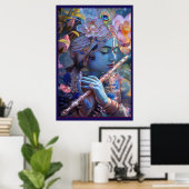 Divine Melody: Lord Krishna Poster (Heimbüro)