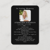 Divine Mercy Catholic Funeral Black Prayer Card Visitenkarte (Vorderseite)