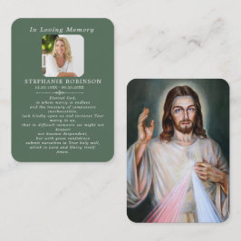 Divine Mercy Catholic Sage Green Prayer Card Visitenkarte
