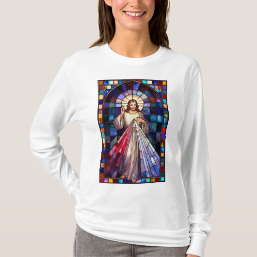 Divine Mercy Jesus Women's Long Sleeve Tee Shirt (Vorderseite)