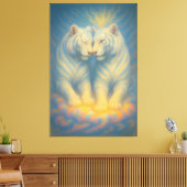 Divine Mirror White Tigers – Celestial Symmetry Ar Leinwanddruck (Insitu (Wohnzimmer))