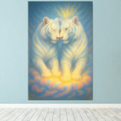 Divine Mirror White Tigers – Celestial Symmetry Ar Leinwanddruck (Insitu (Holzboden))